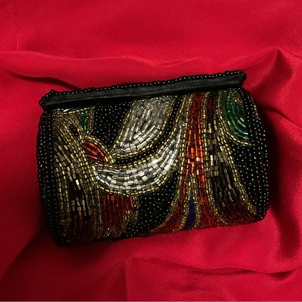 Vintage Beaded Lipstick  case with  Mirror